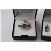 Image 2 : Pear Shaped Glass Blue Topaz Ring & Earrings (size 8)