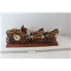 Image 1 : Metal Horse & Wagon Lamp/Clock on Wooden Base - Not Working