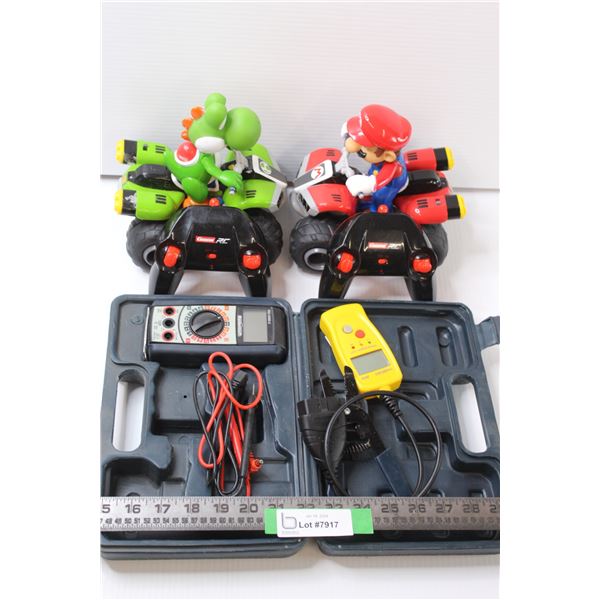 Mastercraft Digital Multimeter With Case, (2) Carrera Toy Remote Control Cars, Vehicle Code Decoder