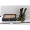 Image 1 : Women's Size 7 Rain Boots, Sunglasses Storage/Box w/Sunglasses