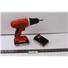 Image 1 : Black & Decker Battery Powered Drill w/Two Batteries - No Charger