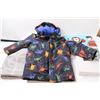 Image 2 : Winter Dinosaur Childrens Jacket - Size 5T, (3) Tablecloths, (2) Curtains - Has Scent