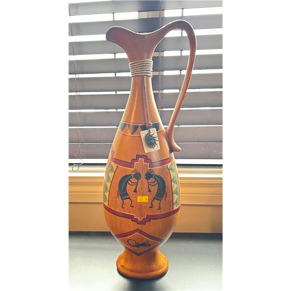 Kokopelli Wooden Hand Crafted/Designed Pitcher  21H x 8W