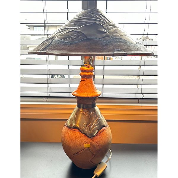 Vintage Ceramic/Metal Table Lamp with Decorative Metal Shade 24H x 17W