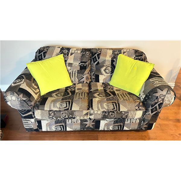 Two Person Love Seat comes with 2 Lime Throw Pillows 30H x 69L x 40D