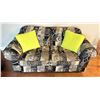 Image 1 : Two Person Love Seat comes with 2 Lime Throw Pillows 30H x 69L x 40D