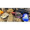 Image 1 : Assorted Collection of Baseball Related Items, Includes Blue Jays Bating Helmet, Gloves, and More