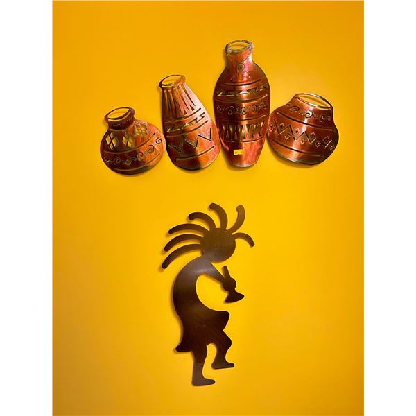 Decorative Metallic Authentic Native Wall Art 2 Pieces 24W x 12H & 20H x 10W