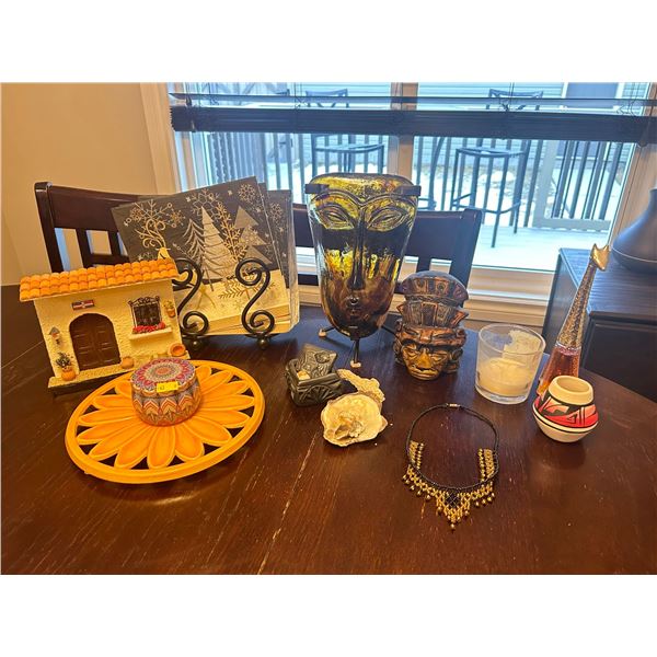 Assorted Inside Home Decor includes Figurines, Carvings, Trivet and More African Themed