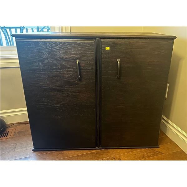 Hand Crafted Brown 2 Door Hard Wood Cabinet with Hidden Drawer and Side Shelf 32H x 36W x 17D
