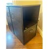 Image 2 : Hand Crafted Brown 2 Door Hard Wood Cabinet with Hidden Drawer and Side Shelf 32H x 36W x 17D