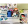 Image 2 : Assorted Collection of Crafting Materials with Storage Bin & Table Top Ironing Board