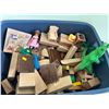 Image 2 : Assorted Collection of Vintage Wooden Block Toys and Misc Toys in Rubbermaid Storage Bin