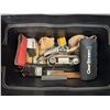 Image 2 : Misc Tools In Mastercraft Storage Bin includes Sander, Battery Tester, Vintage Drill Bits and More