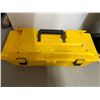 Image 1 : Yellow Tool Box with Misc Hand Tools includes Wrenchs, Vice Grips, Saws and More