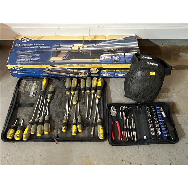 QEP - Professional Hand Tile Cutter with Original Box With Screwdriver Set, Ratchets & More