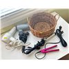 Image 3 : Assorted Collection of Hair Styling Products, 2 Blow Dryers, Travel Flat Iron, Curling Iron w Basket