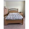 Image 1 : Queen Size Bed Frame - Solid Wood/Metal, Ash In Colour