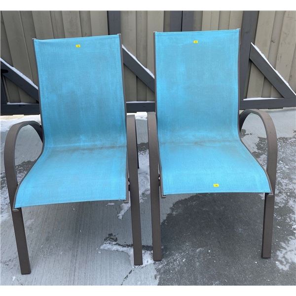 Set Of 2 Matching Patio Chairs Blue In Colour