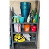 Image 1 : Metal Utility Shelf With Assorted Collection Of Gardening Items - Containers, Watering Can & More