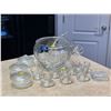 Image 1 : Celebration Indiana Glass Punch Bowl Set comes with 3 Glass Bowls with Lids and Ashtray