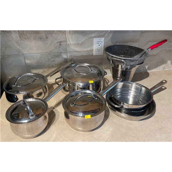 Cusinart Pot Set With Lids includes Cusinart Frying Pain, Strainer for Set and More