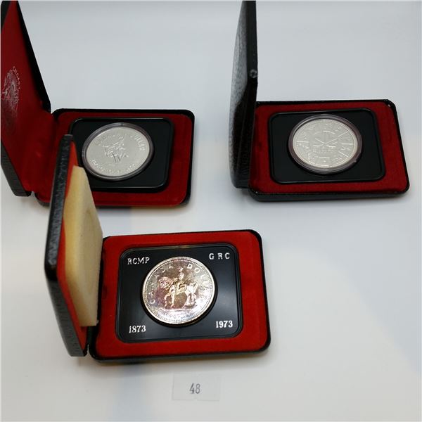 3 Canadian 50% Silver Dollars 23.3g Each