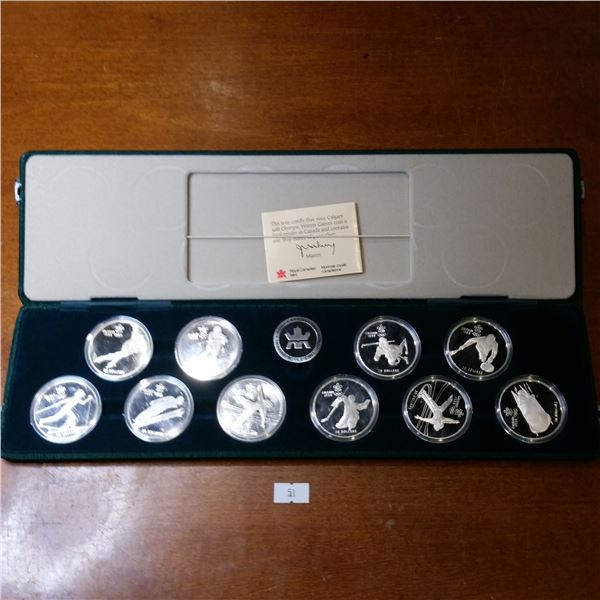 1988 Calgary Olympic Proof Coin Set 10 Coins 1 Troy Ounce Silver Each