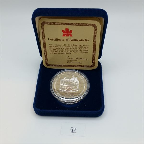 RCM Eaton 125 $50 Silver Coin