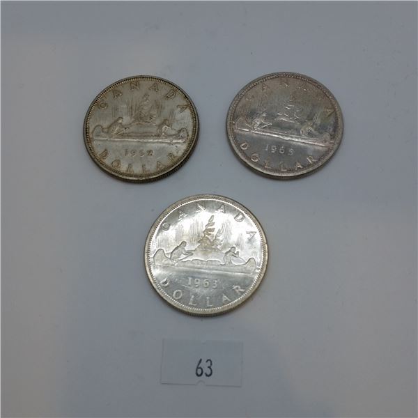 3 Canadian Silver Dollars