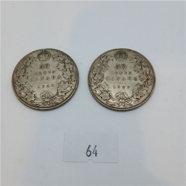 2 George V 50 Cent Pieces