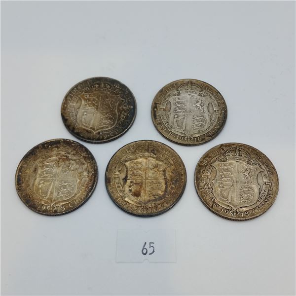 5 George V British Half Crowns