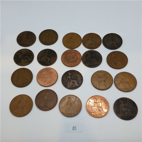 20 British Large Pennies