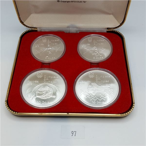 1976 Montreal Olympic Proof Coin Set 4 Coins .925 Silver 4.32 Troy Ounces