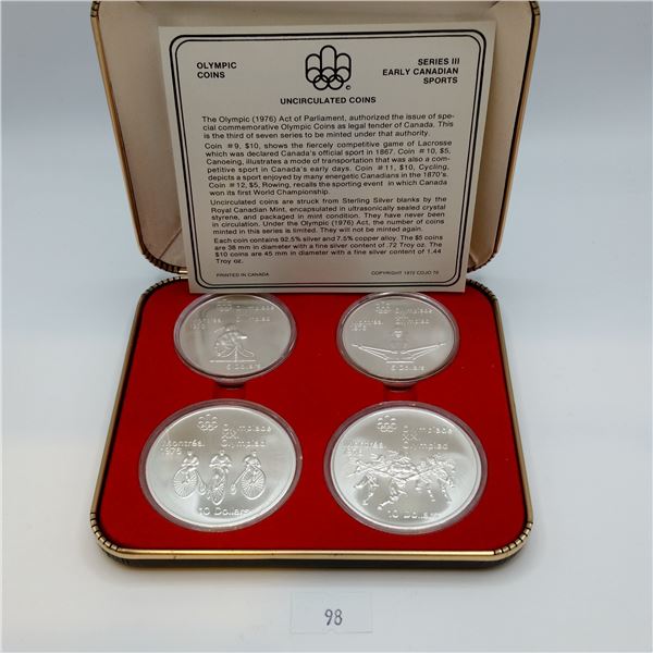 1976 Montreal Olympic Proof Coin Set 4 Coins .925 Silver 4.32 Troy Ounces