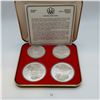 Image 1 : 1976 Montreal Olympic Proof Coin Set 4 Coins .925 Silver 4.32 Troy Ounces