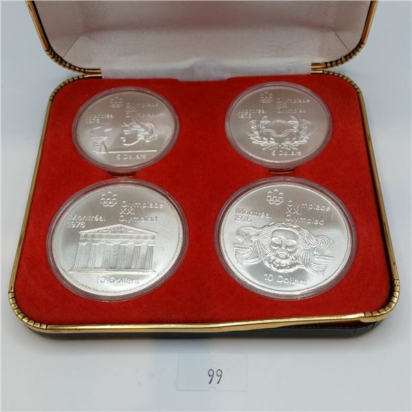 1976 Montreal Olympic Proof Coin Set 4 Coins .925 Silver 4.32 Troy Ounces