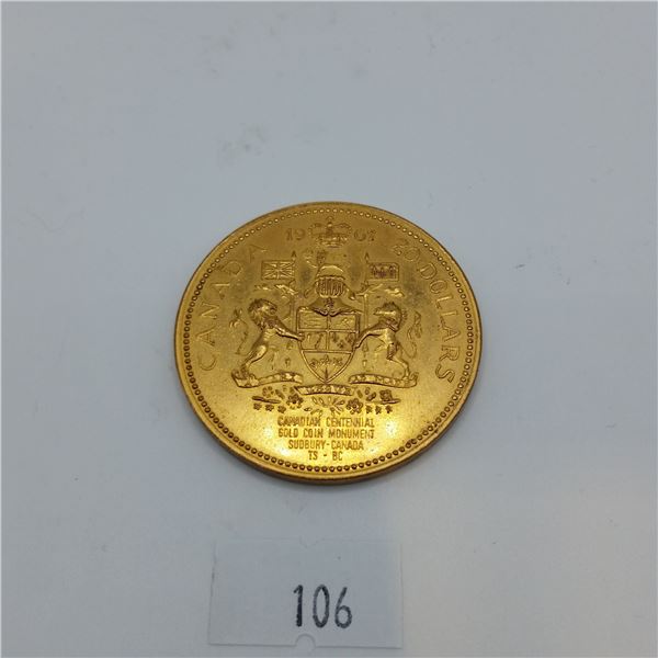 1967 Canada $20 Gold Plated Medal - Sudbury Numismatic Park