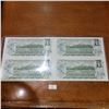 Image 2 : Canada 1973 $1 Banknote Uncut Sheet of 4