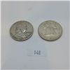 Image 1 : 2 Franklin Half Dollars 25g 90% Silver