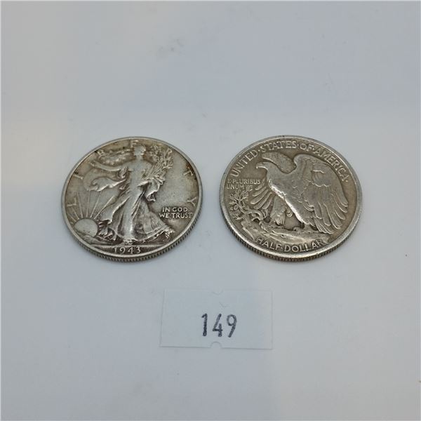 2 Walking Liberty Half Dollars 24.8g 90% Silver