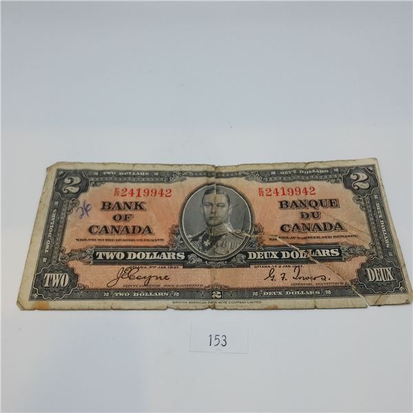 1937 $2 Canadian Banknote