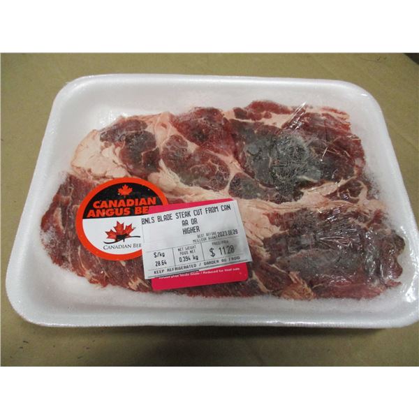 SHELF PULLS (AS IS):  BONELESS BLADE STEAK (APPROX. $11.28)
