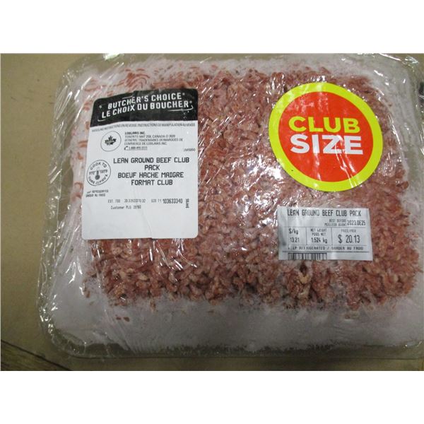 SHELF PULLS (AS IS):  CLUB SIZE LEAN GROUND BEEF (APPROX. $20.13)