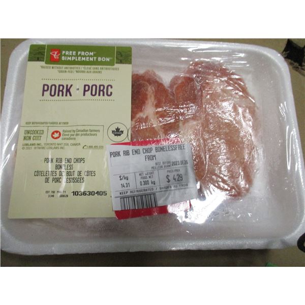 SHELF PULLS (AS IS):  PORK RIB END CHOPS BONELESS (APPROX. $4.29)