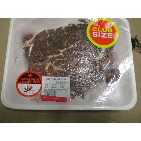 SHELF PULLS (AS IS):  CLUB SIZE BONELESS BLADE STEAK (APPROX. $17.71)