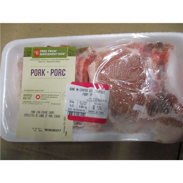 SHELF PULLS (AS IS):  BONE IN CENTER CUT CHOP (APPROX. $7.24)