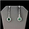 Image 1 : 3.18 ctw Emerald and 1.86 ctw Diamond Platinum Dangle Earrings