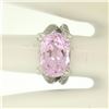 Image 8 : 14k White Gold Twisted Cable 8.5 ctw Oval Kunzite Solitaire Ring 4 Diamond Accen