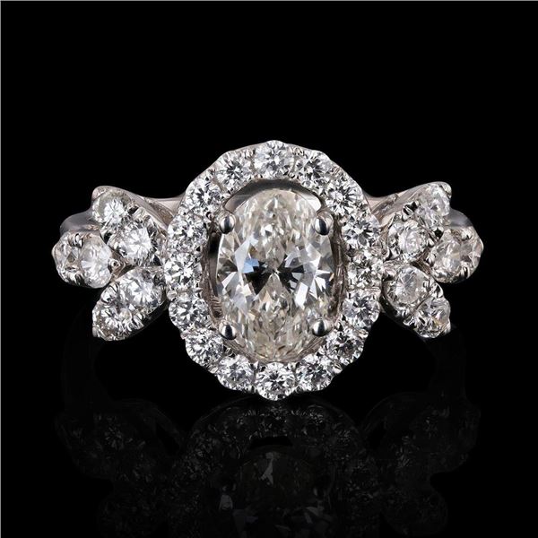 1.05 ctw CENTER Diamond 18K White Gold Ring (2.03 ctw Diamonds)